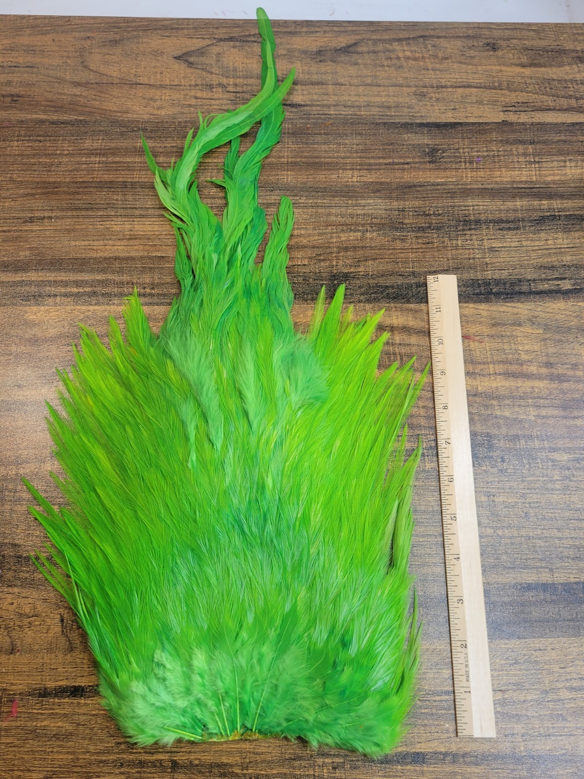 Lot 140,  Dyed Chartreuse India Rooster Streamer Saddle Feathers Saltwater