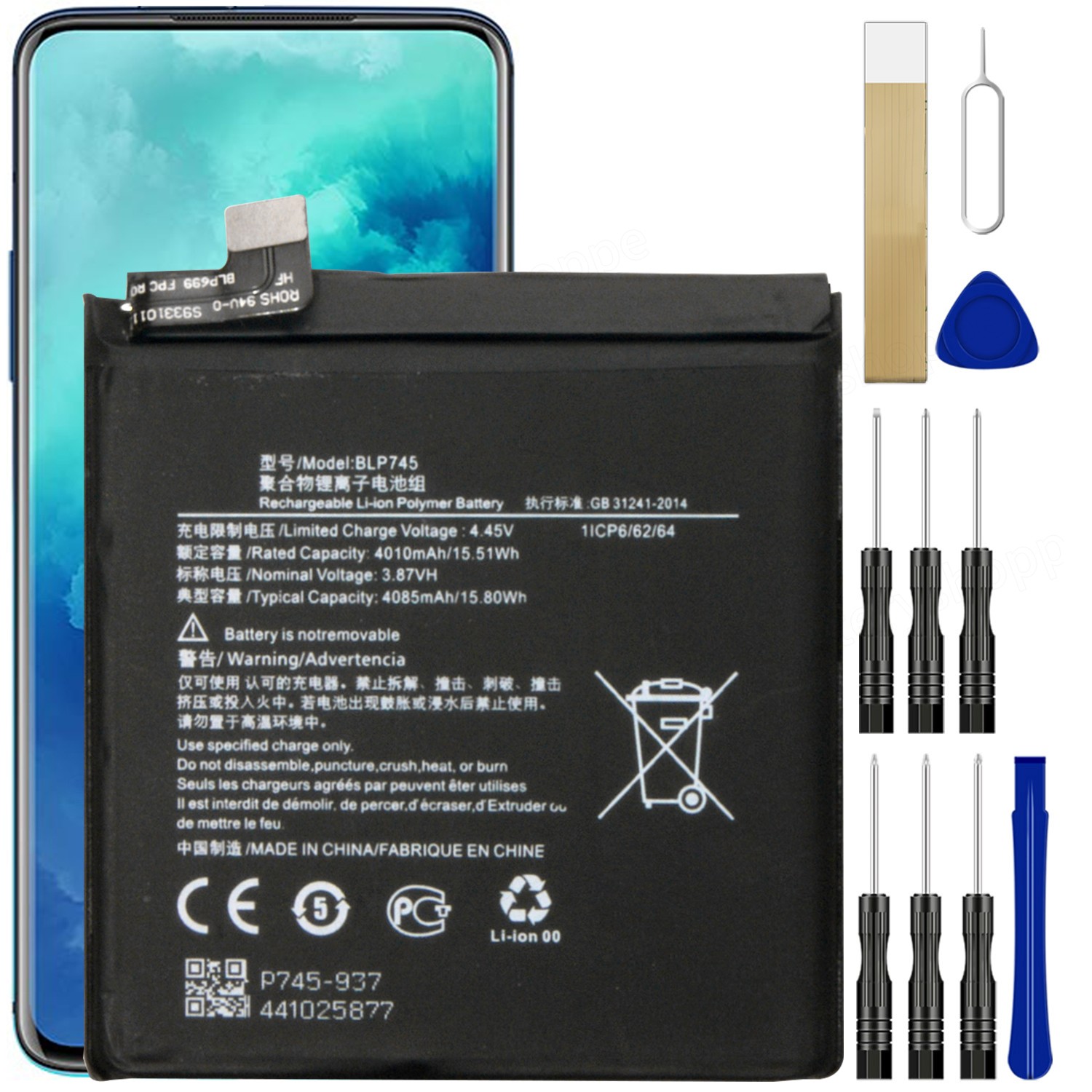 Compatible For OnePlus 7T Pro 5G HD1925 Battery BLP745 4085mAh