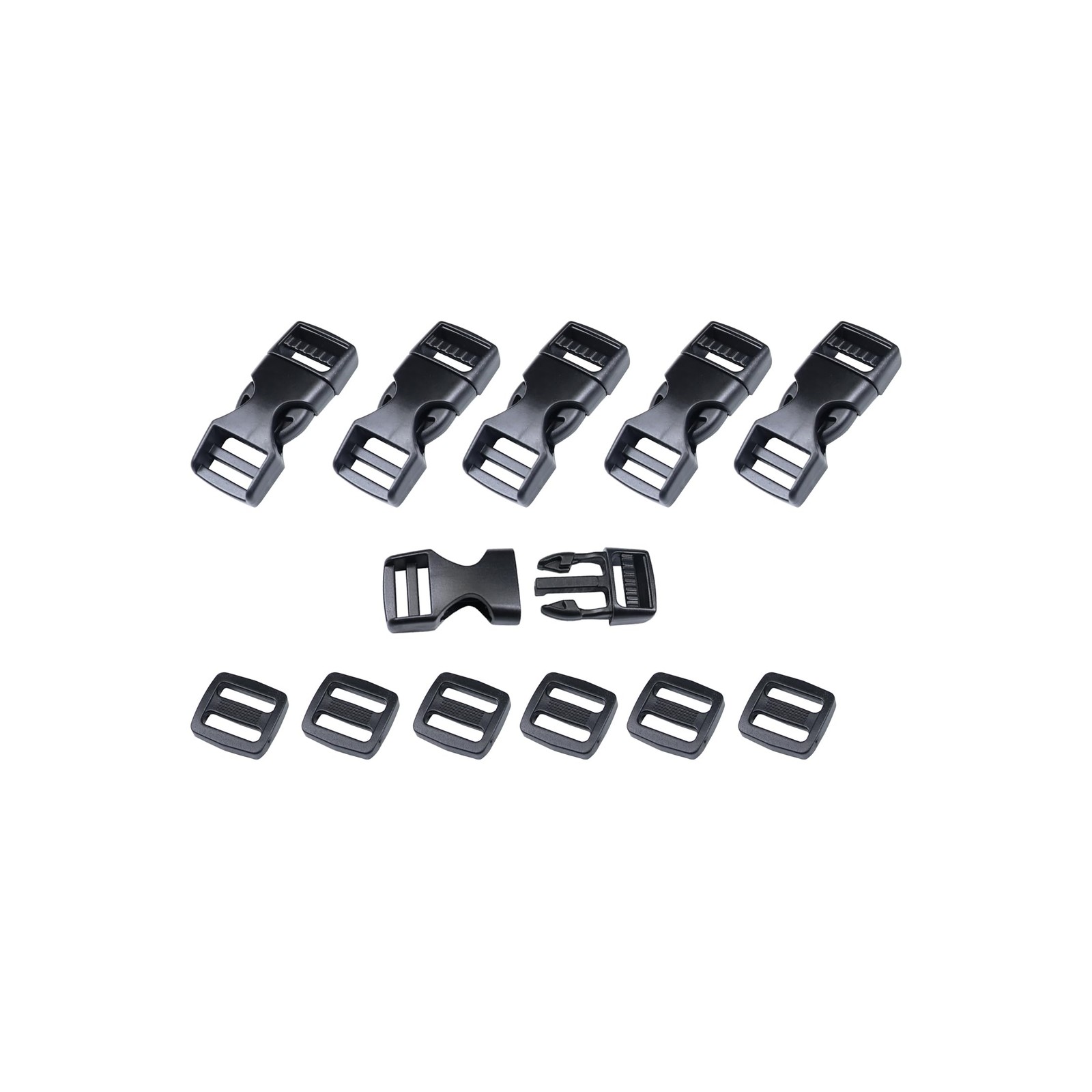 Heavy Duty Side Release Buckles with Plastic Tri-Glide Slides for Straps