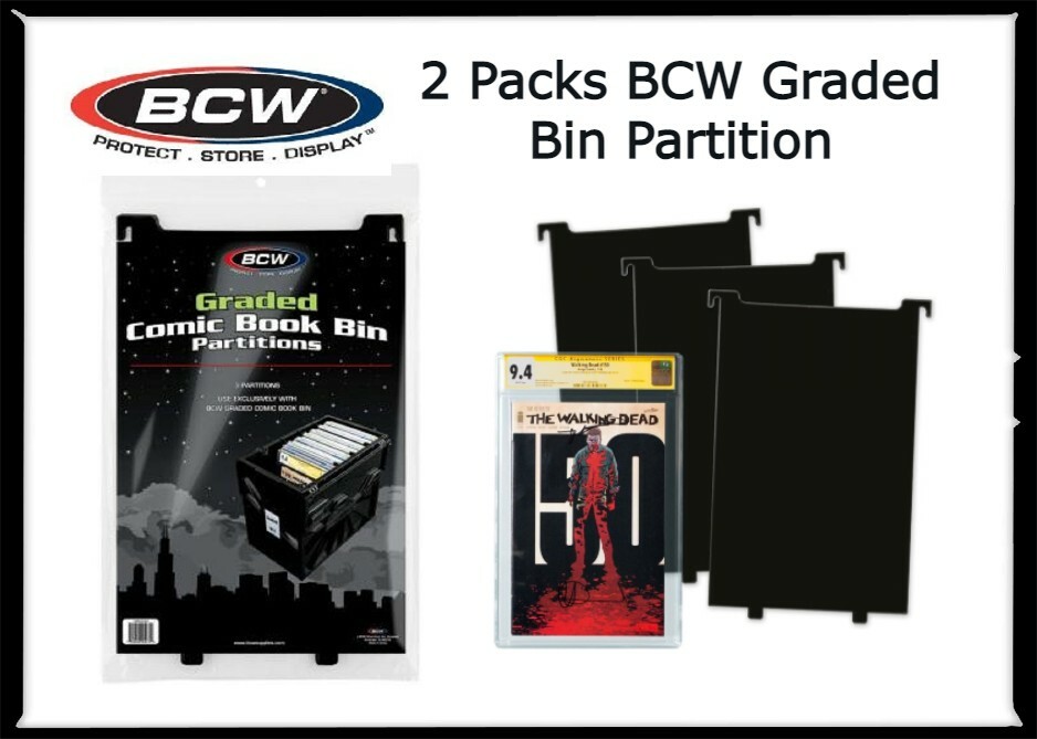 BCW Comic Book Black Extra Partitions For Graded Bins Plastic Storage 2 Packs
