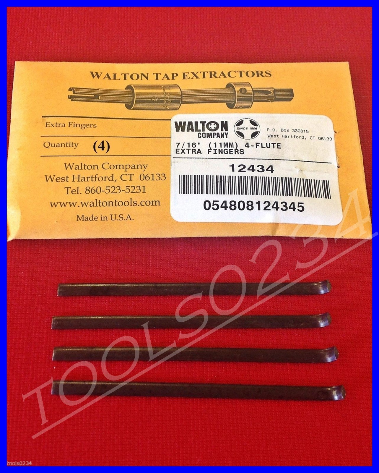 7/16" 4 Flute Tap Extractor Walton 12434 Replacement Fingers