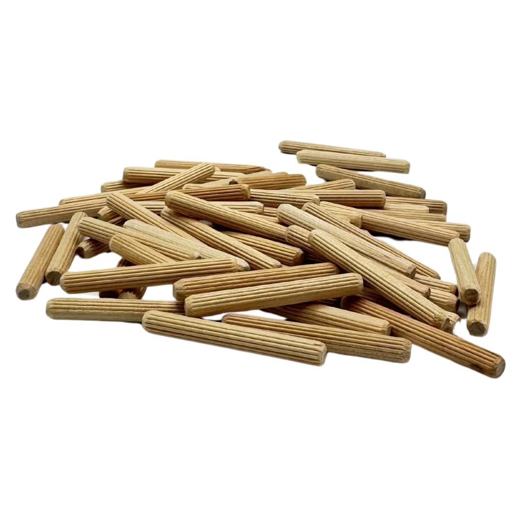 50 PCS Kiln Dried Fluted Beveled Wooden Dowel Pins Hardware Fits 1/4x2 Inch