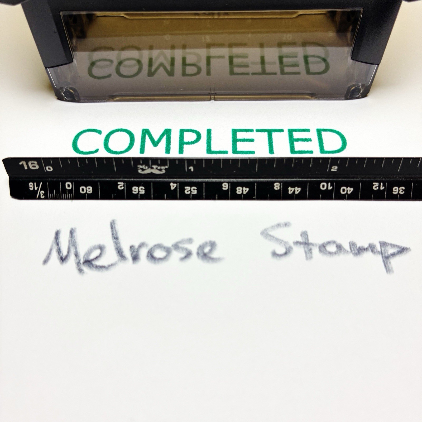 Completed Self Inking Rubber Stamp Green Ink Ideal 4913