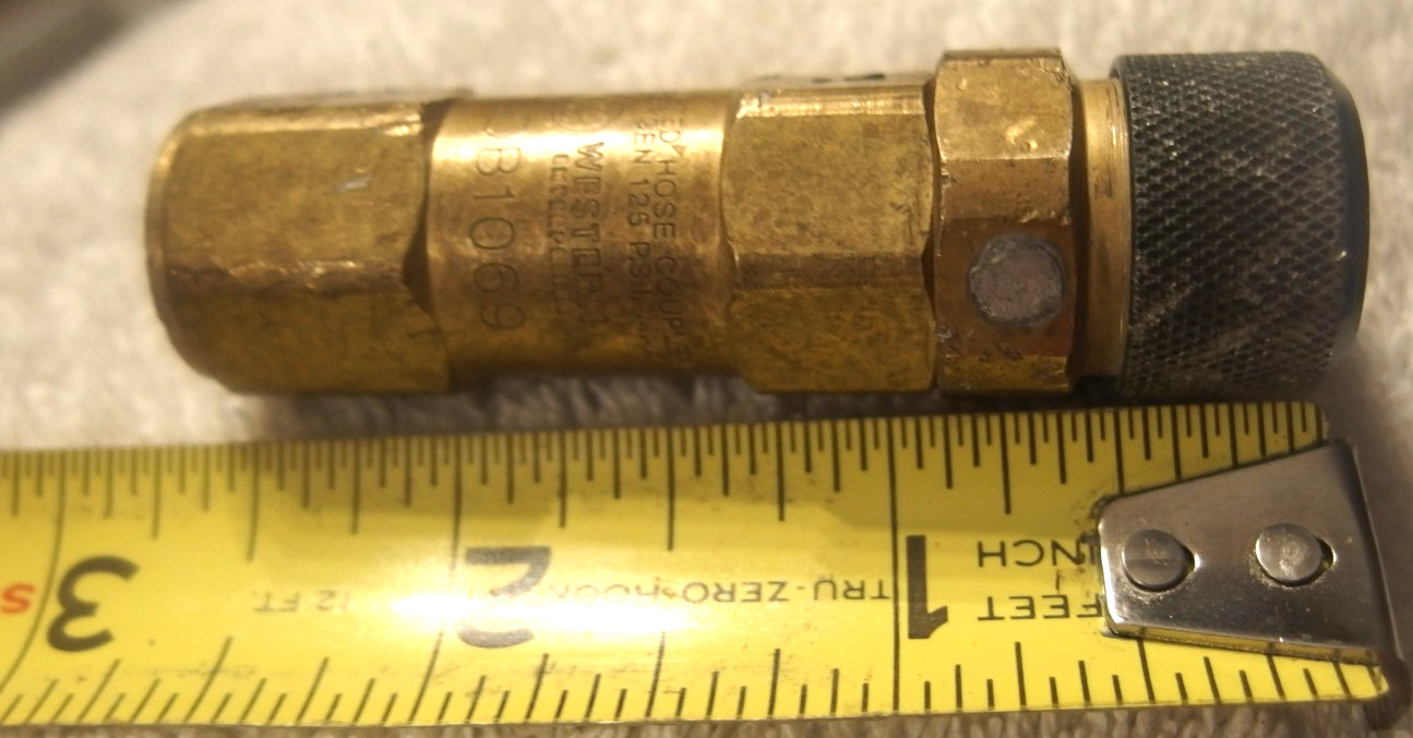 1 Western Enterprises ODB1069 brass  oxygen disconnect,hose coupler, Check Valve