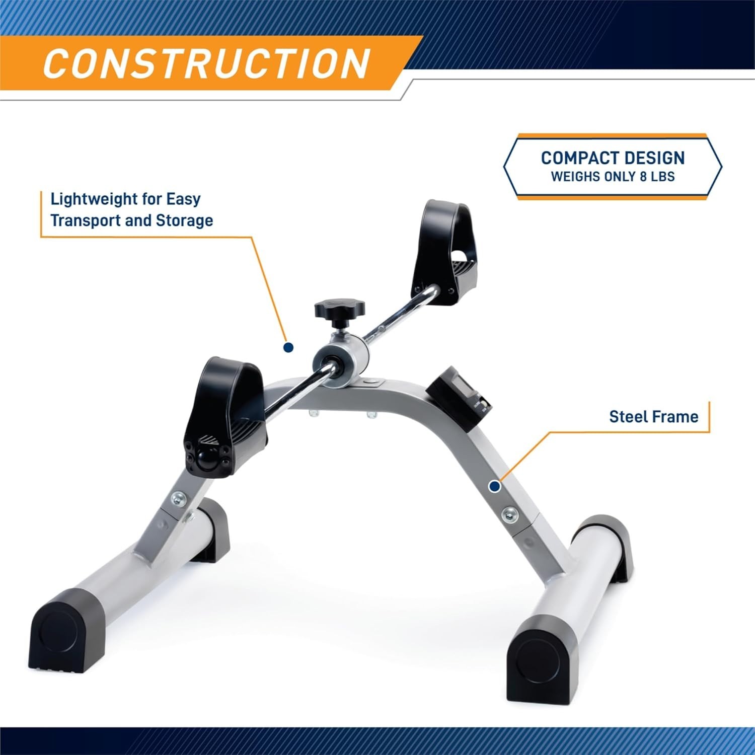 Alloy Steel Under Desk Exercise Cycle: Adjustable Resistance, 2-