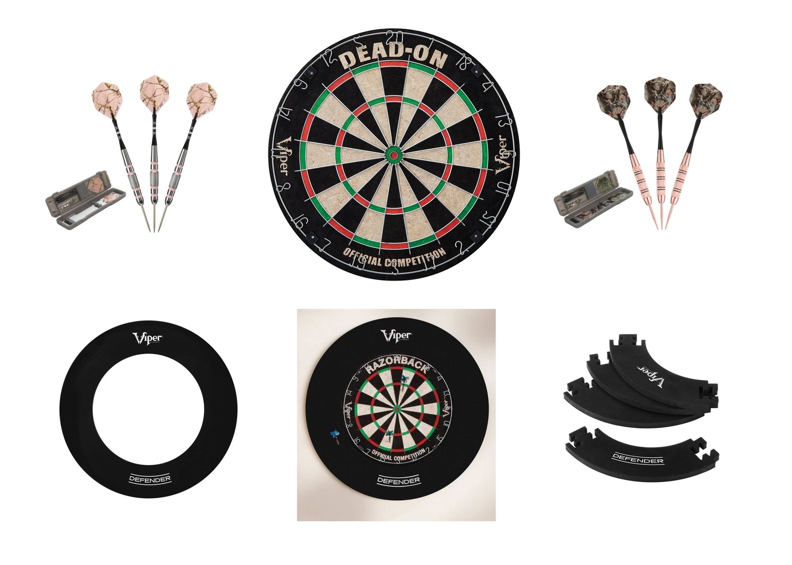 Bristle Dartboard + Wall Dart Protector + Fat Cat Steel Tip Darts