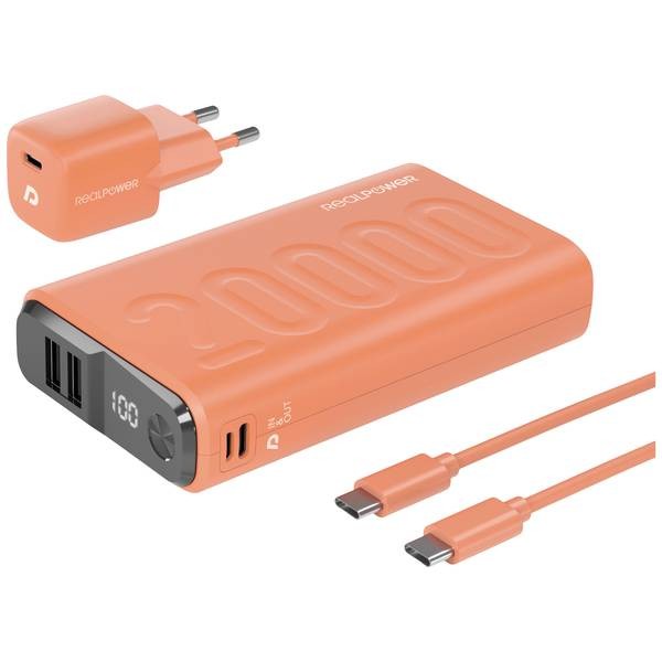 RealPower 390656 PB-20000 Power Pack Power Bank 20000mAh Li-Ion USB, USB-C® Ar