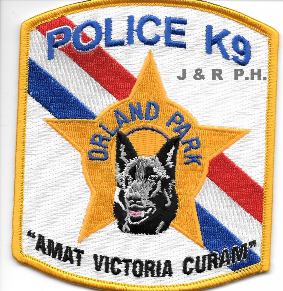 Orland Park K-9 Police., Illinois (4" x 4.5") shoulder police patch (fire)