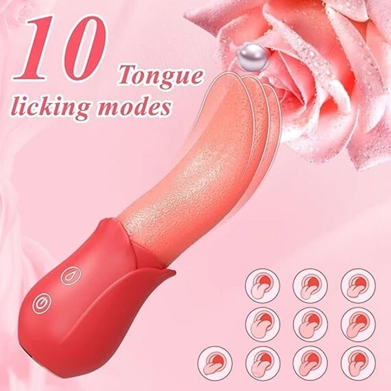 Red Tongue Thrusting Licking Clitoral Stimulator Vibrators for Women Lubricants