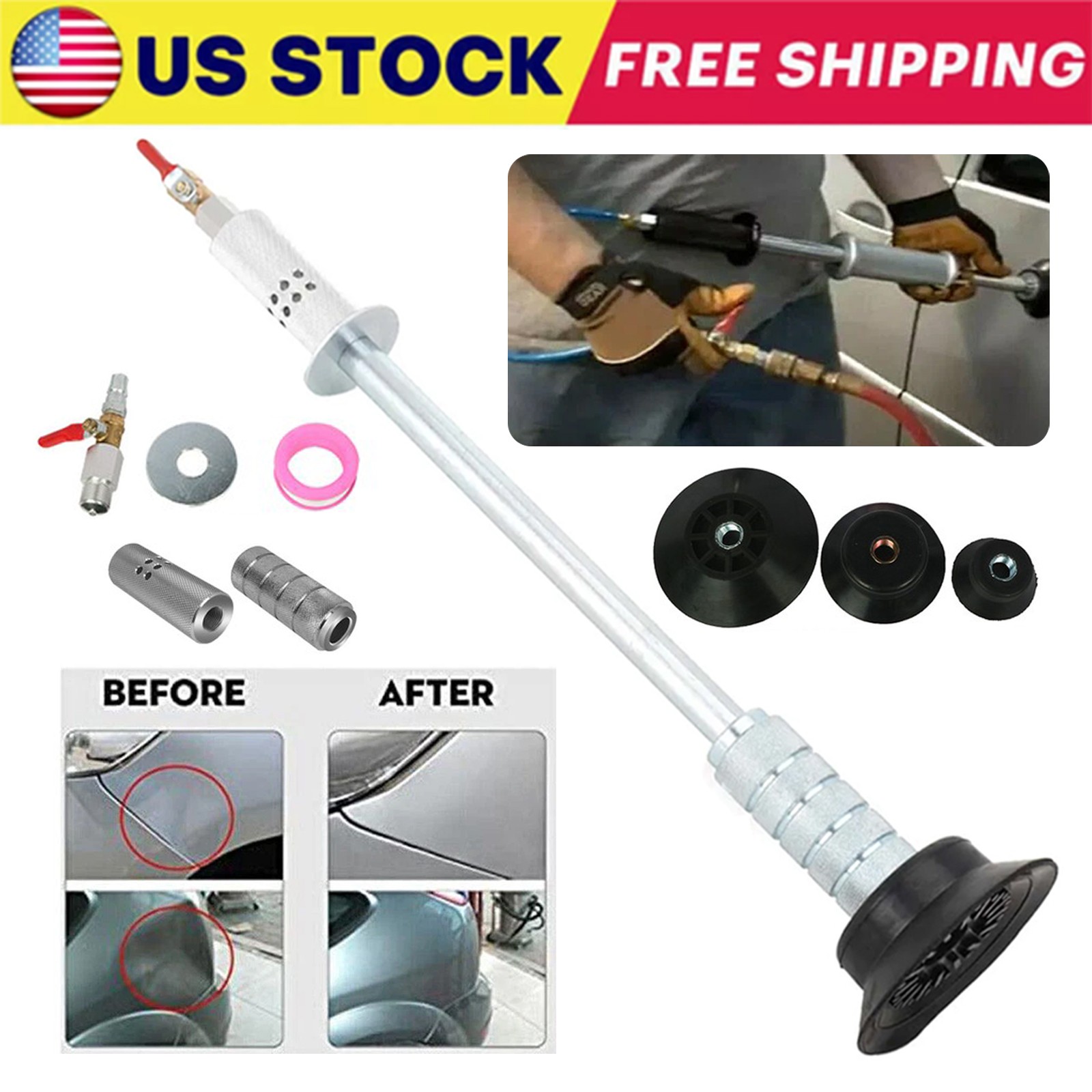Air Pneumatic Suction Dent Puller Slide Hammer Pulling Car Body Repair Work Tool
