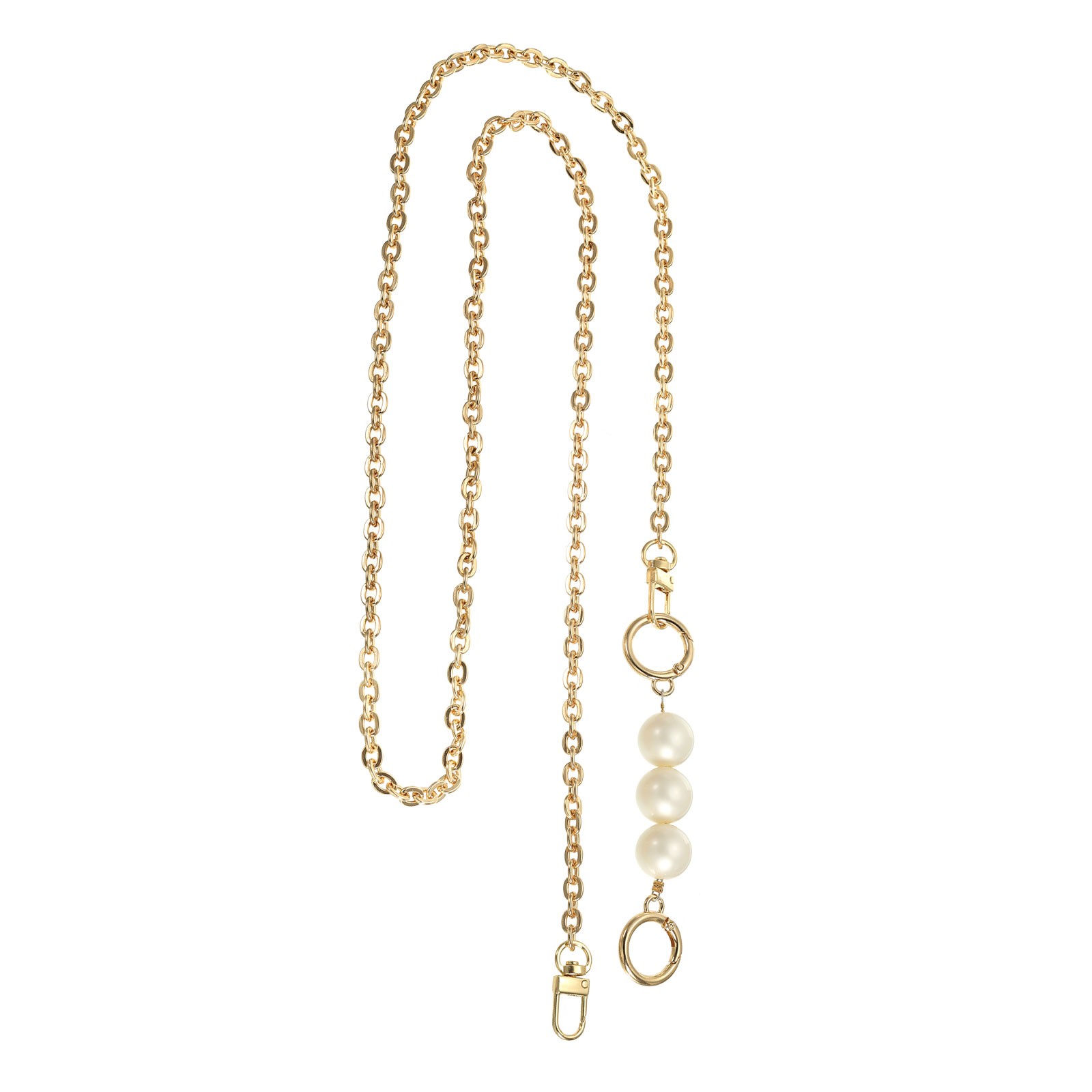 Imitation Pearl Bead Purse Chain 51" for DIY Handbag, Light Gold