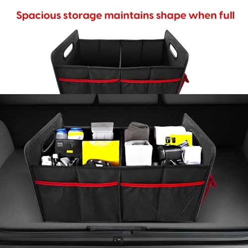 Car Trunk Organizer Cargo Organizer Large red pockets,Trunk Medium BLACK
