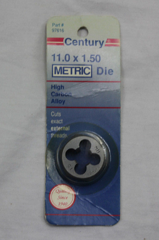 Century Metric Die #97616 11.0 x 1.50 High Carbon Alloy Brand New
