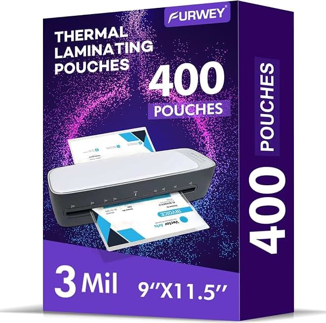 400 Pack Laminating Sheets, Holds 8.5 x 11 Inch Sheets, 3 mil, 9 x 11.5 Inches