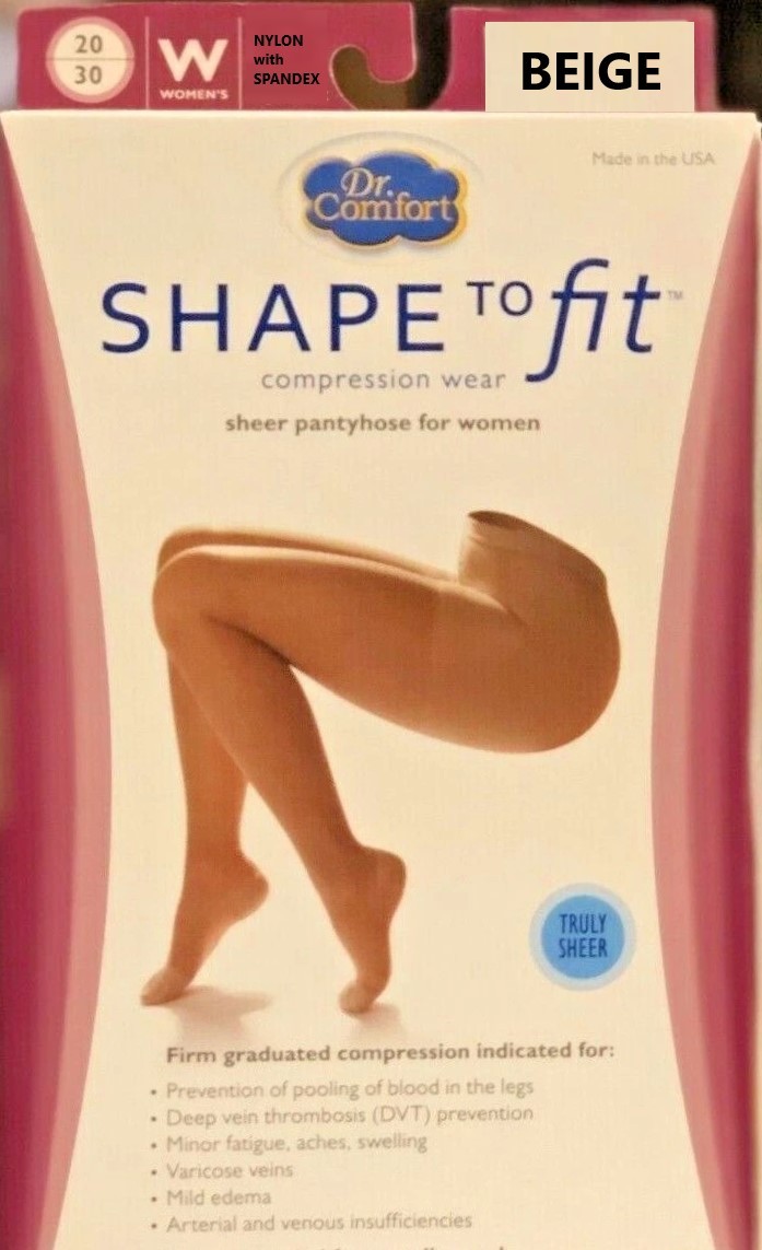 Shape to Fit Sheer Pantyhose for Women, Truly Sheer, 20-30mmHg (Size: C) Beige