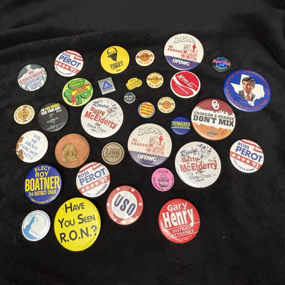Pinback Button Lot - Ross Perot '92, Dukakis, DNC 1988
