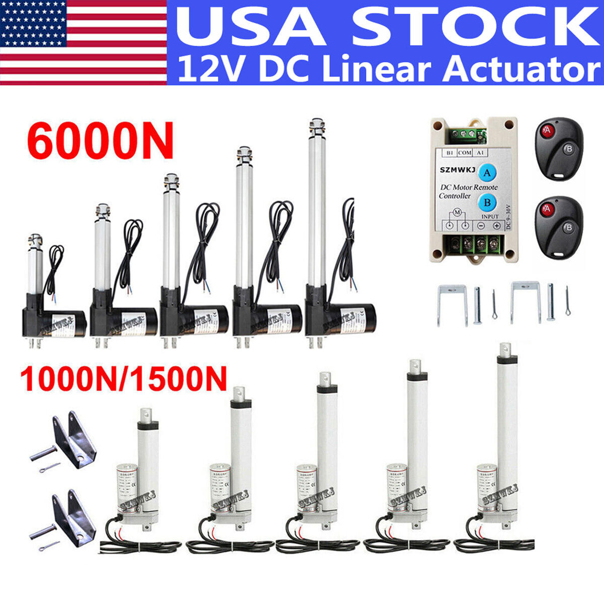 USA 1000N/1500N /6000N Linear Actuator 12V DC Electric Linear Motor RV Auto Lift