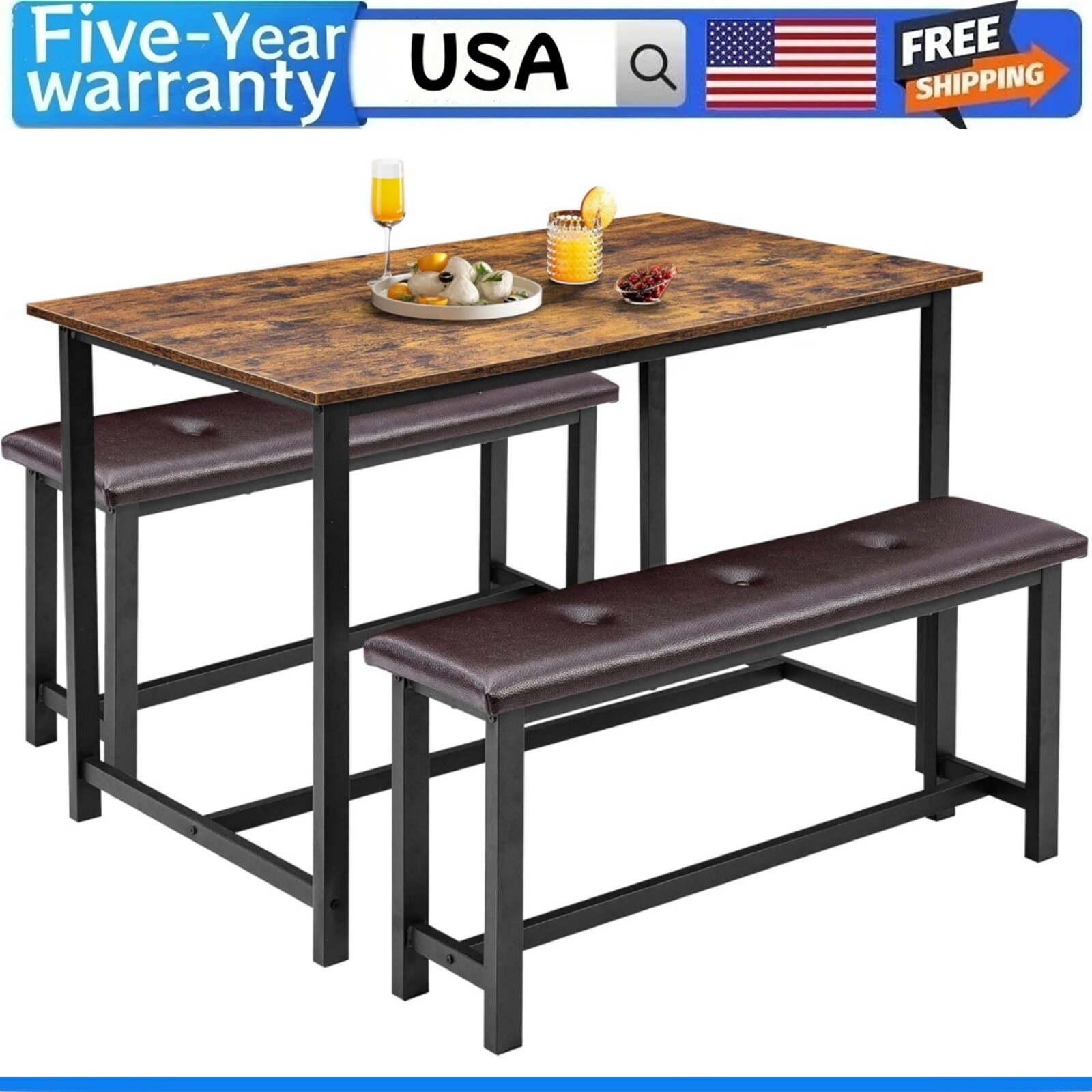 ✅Dining Table Set Rustic Brown 3 Piece Kitchen Table Set Dining Room Table