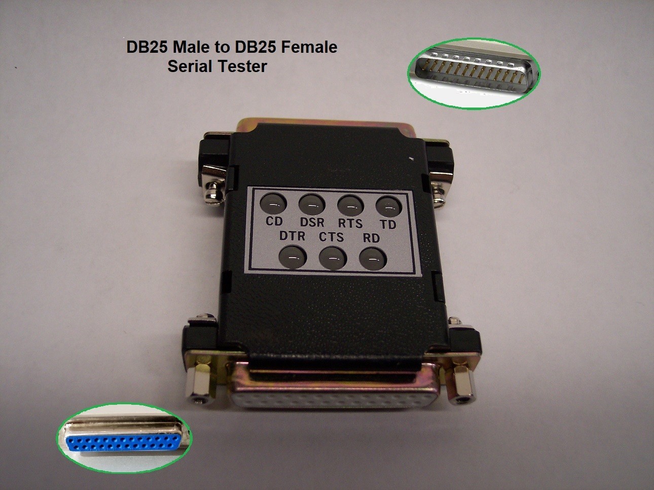 DB25 Male to Female Tester with LED Indicators (Pan-Pacific AD-25MT)