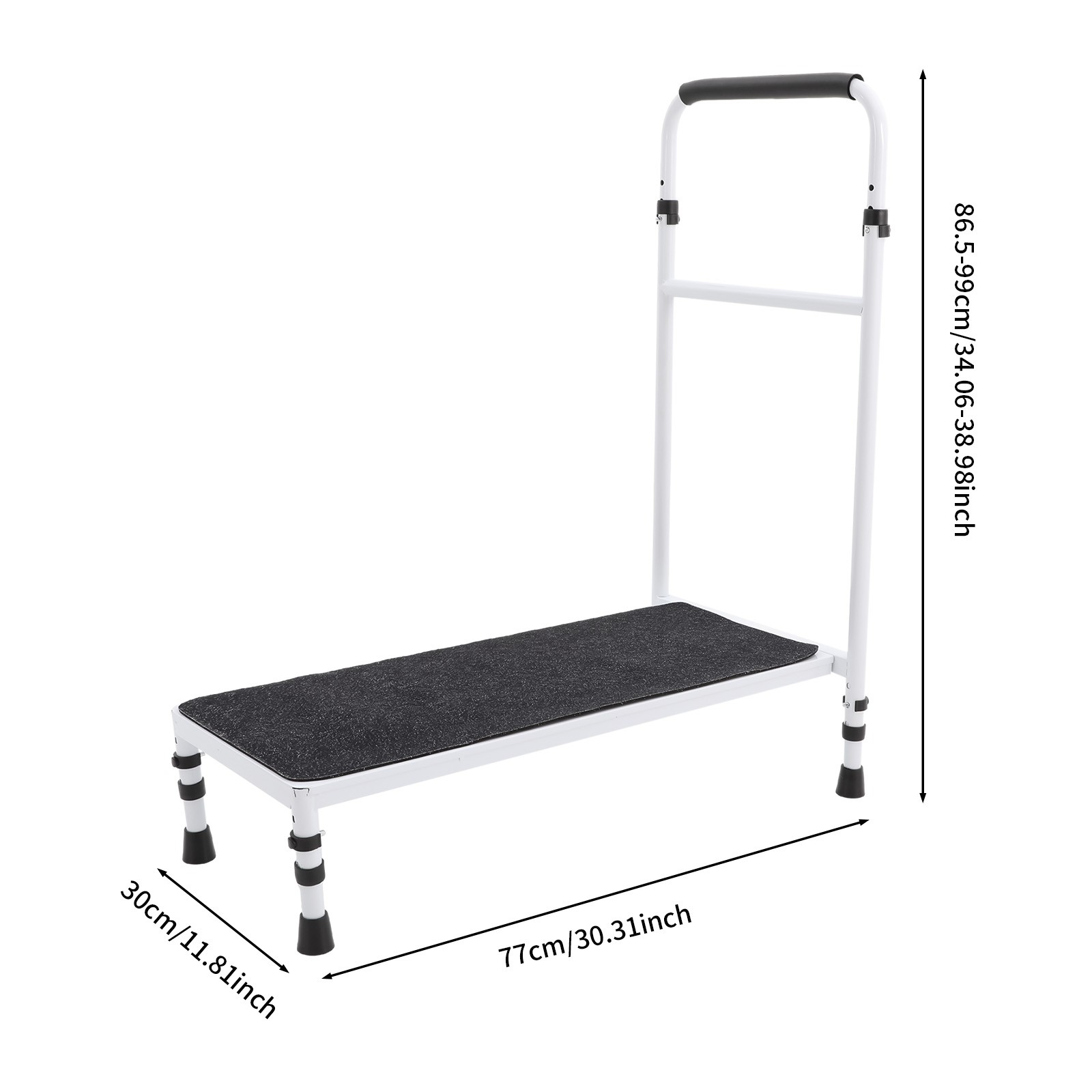 Bedside Step Stool Large Adjustable Height with Stable Assist Rail Bed Step