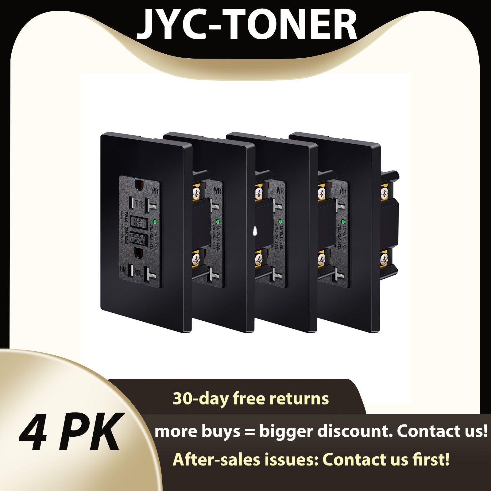 20A Amp GFCI Outlet GFI Receptacle Tamper Resistant Weather Resistant Black × 4