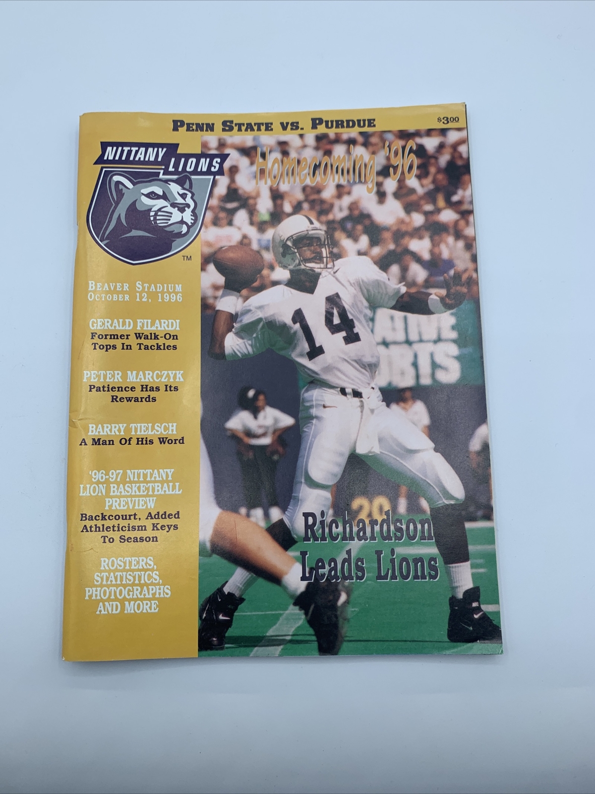 1996 Penn State v Purdue Boilermakers Football Program Wally Richardson Cover