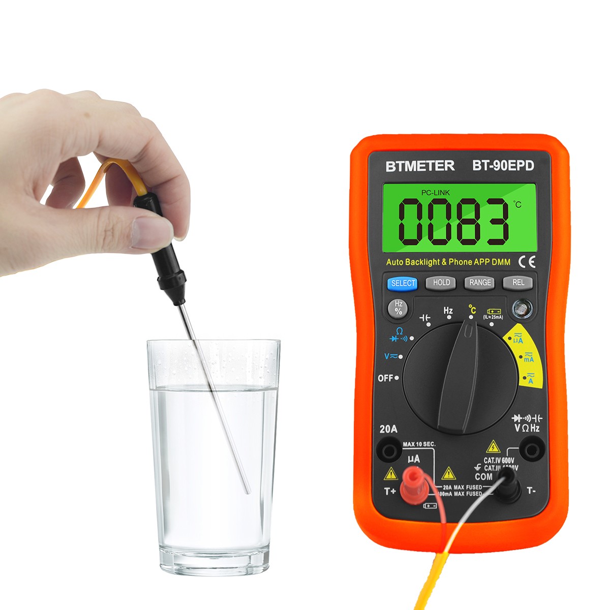 Bluetooth APP Digital Multimeter Auto Ranging 4000 Counts AC/DC Voltage Current