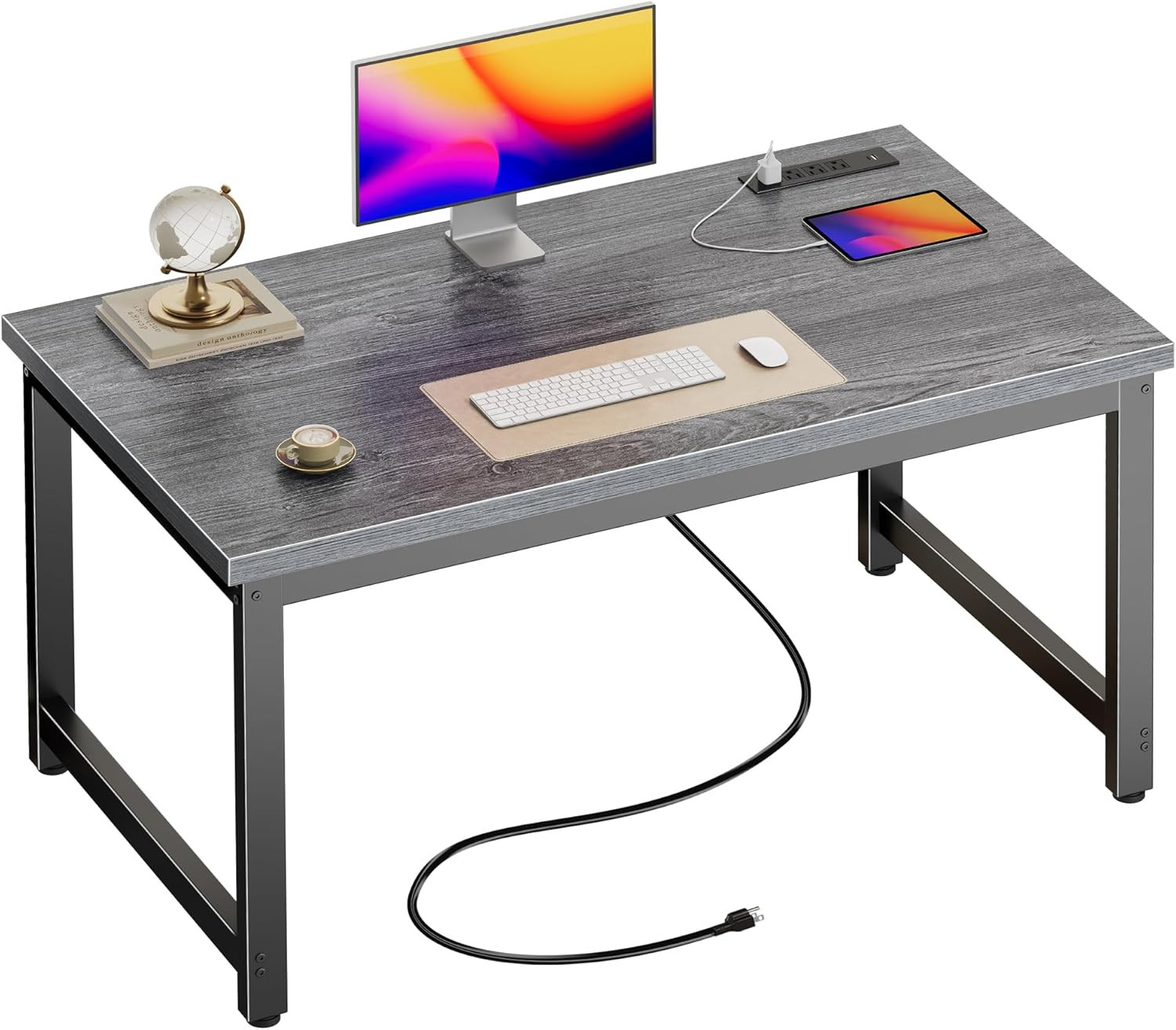 Huuger 48 x 24 inch Desk with Power Outlets & USB-C, Deeper & Thicker Desktop, R