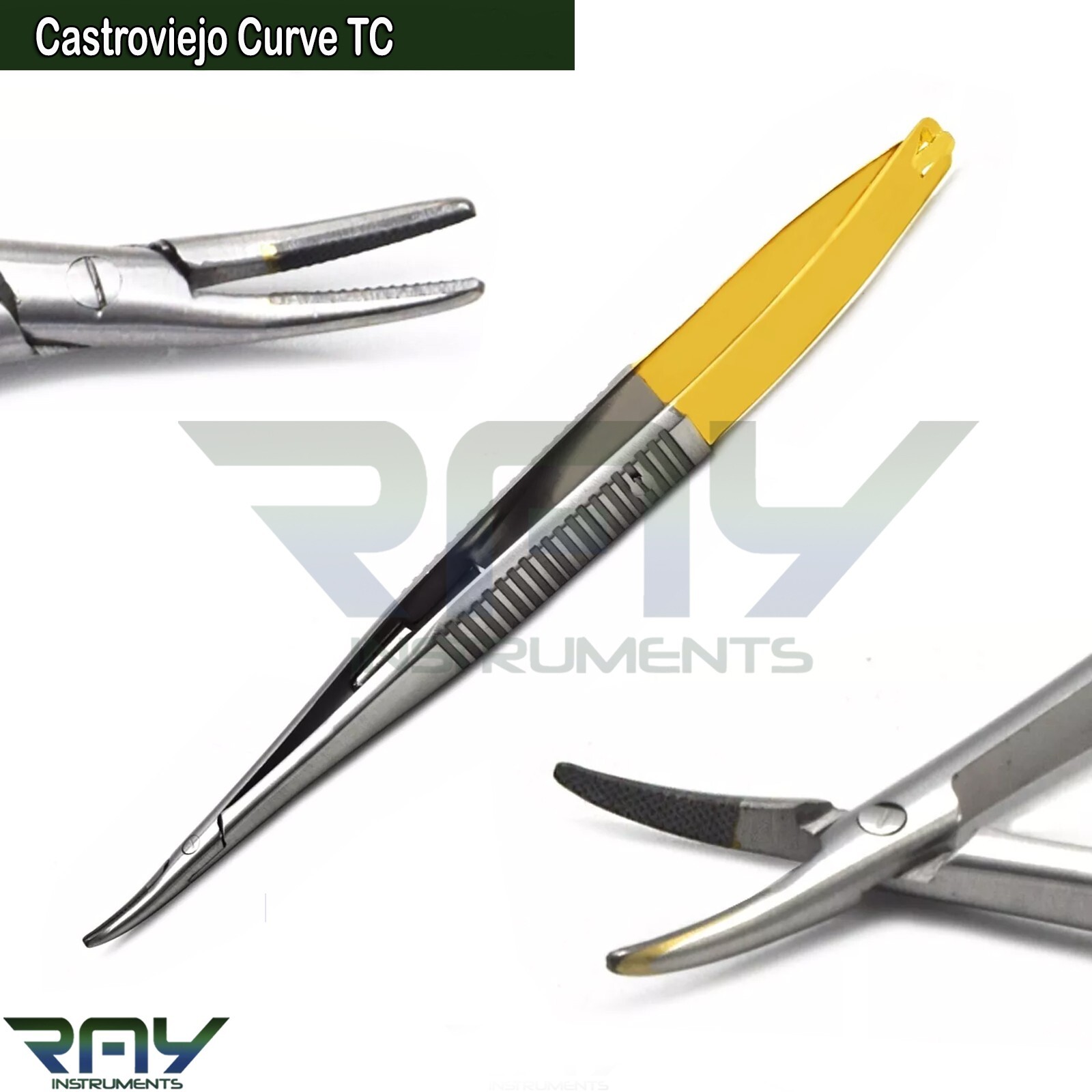 Microsurgical TC Castroviejo Curved Locking Needle Holder Forceps Suture Plier