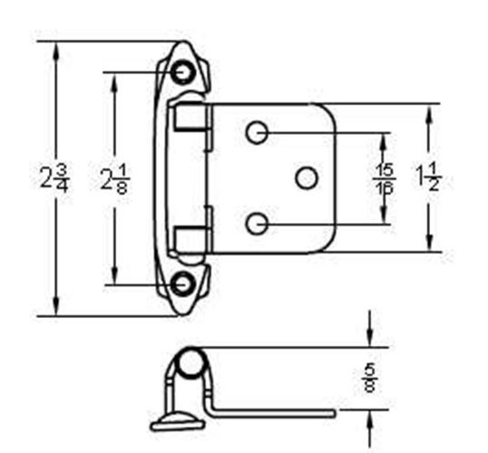 Pair Variable Overlay Chrome Hinge Self Closing
