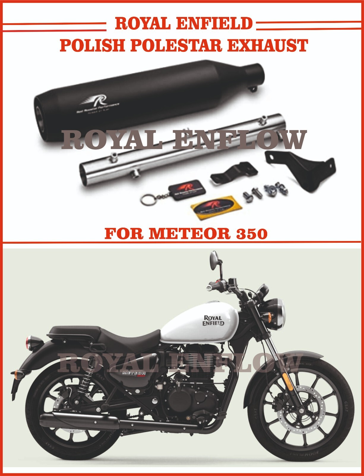 Fit For Royal Enfield Polish Polestar Exhaust for METEOR 350 -