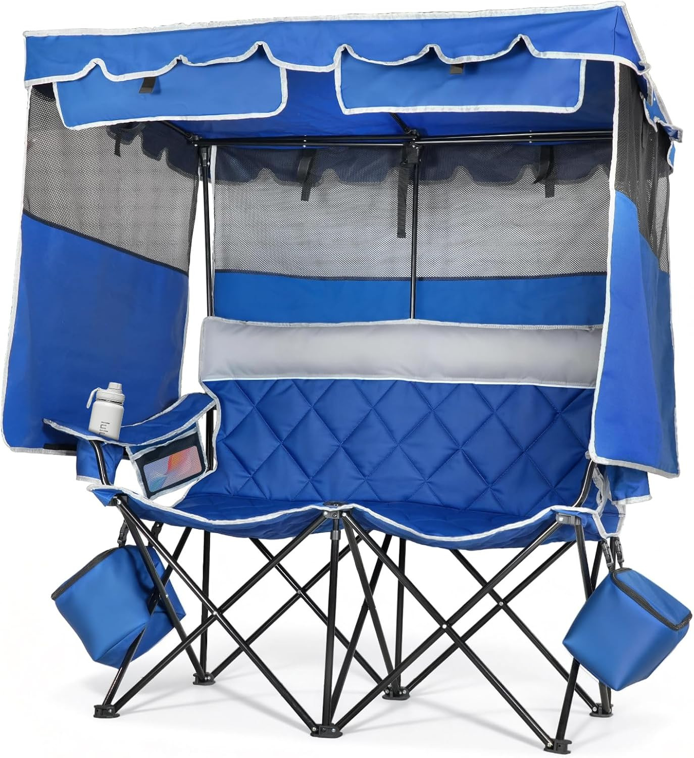 Double Camping Chair with Canopy, Oversized Double Chair with Umbrella, Folding