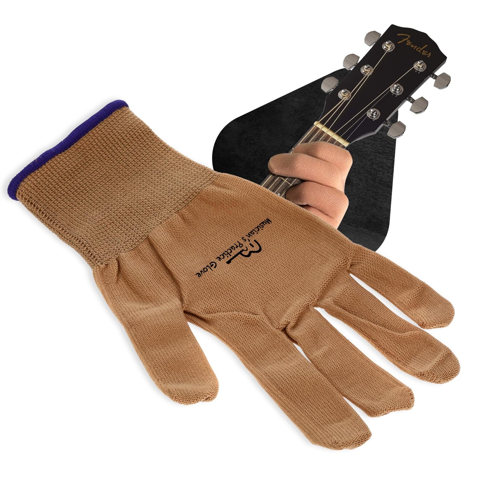 MUSICIANS PRACTICE GLOVE - 1 Glove - Finger & Hand issues (Medium, Beige)