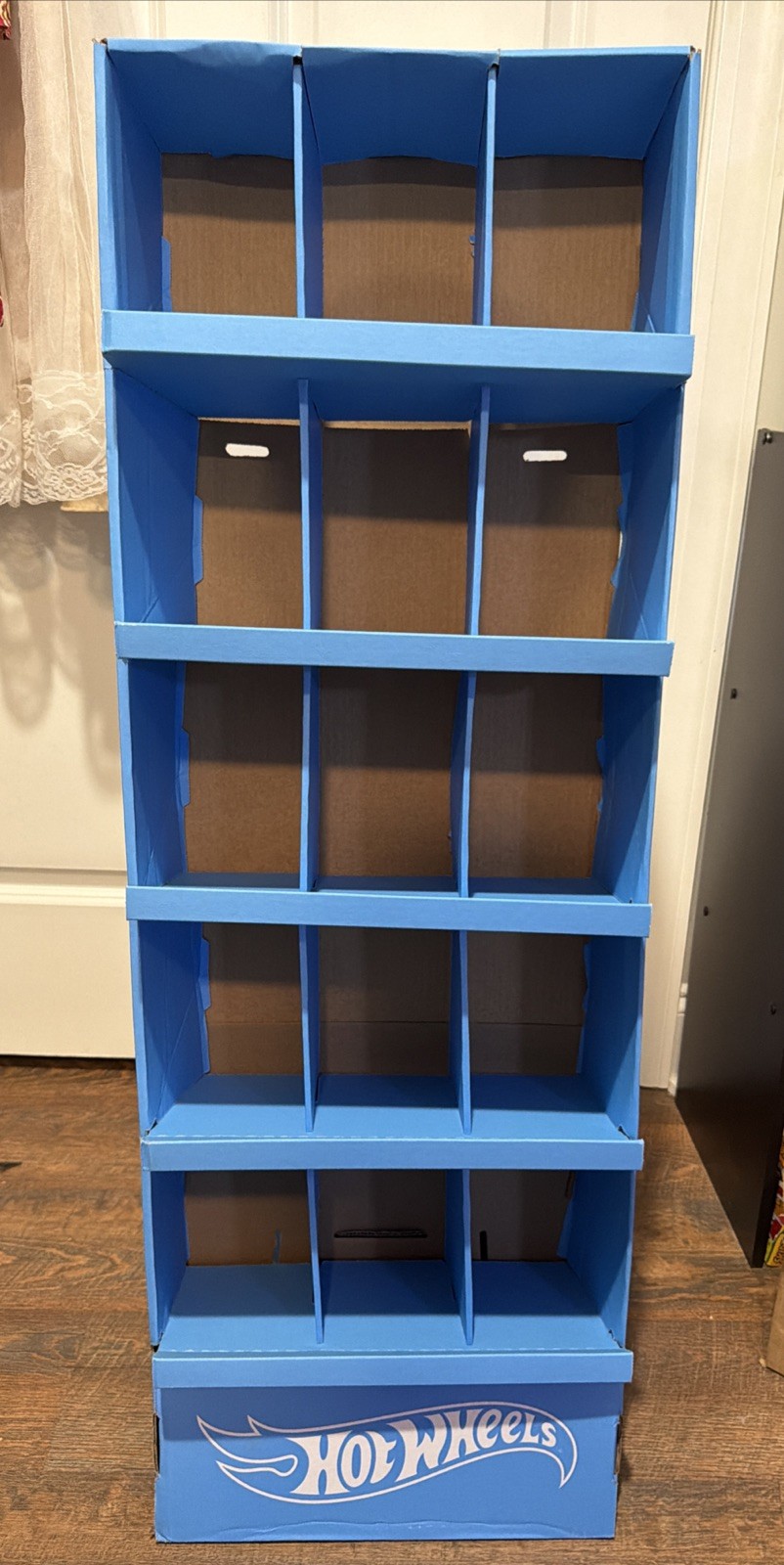 Hot Wheels BLUE Cardboard Store Display SHIPPER Holds 75 Cars, Used.