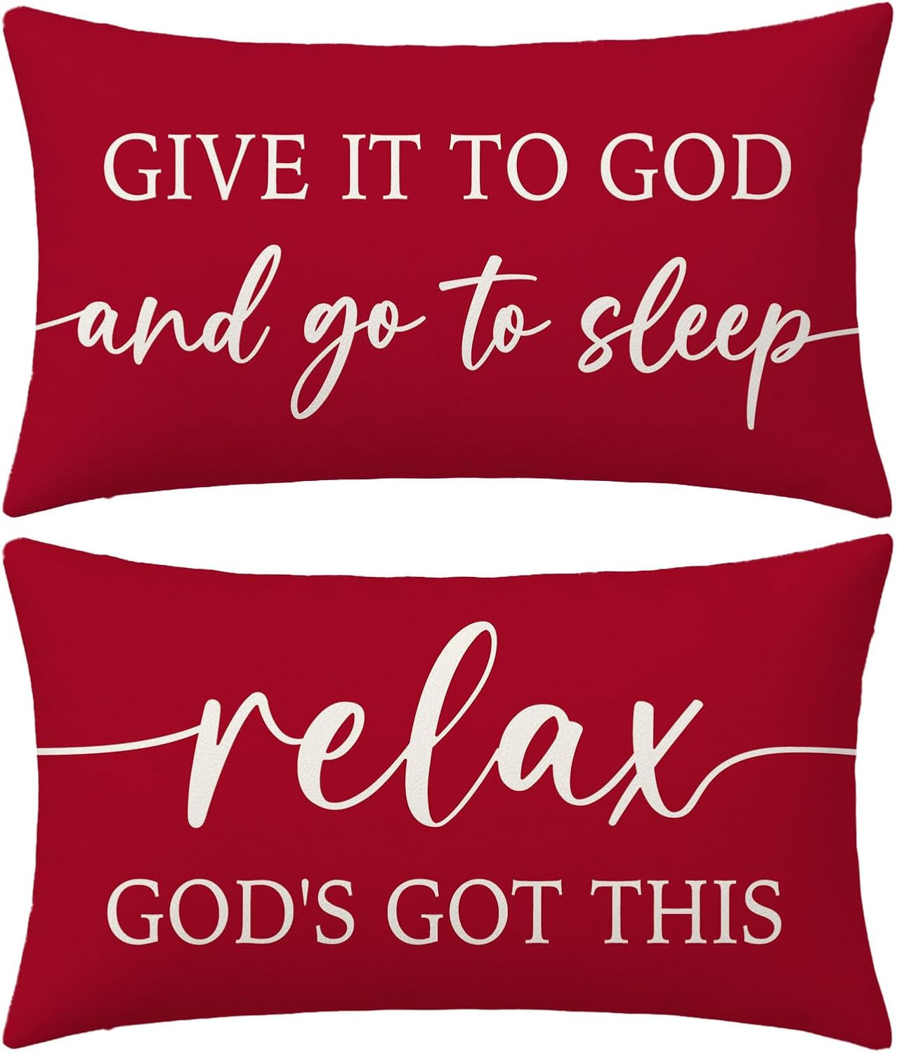 Red Christmas Pillow Covers 12X20 Inch Set of 2 – Relax God’S Got This/Give It t