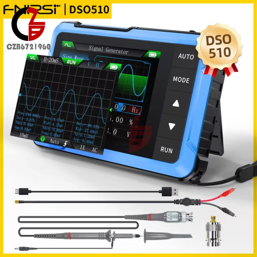 FNIRSI DSO510 Digital Oscilloscope Signal Generator 2 IN 1 Handheld 48MS/s 10MHz