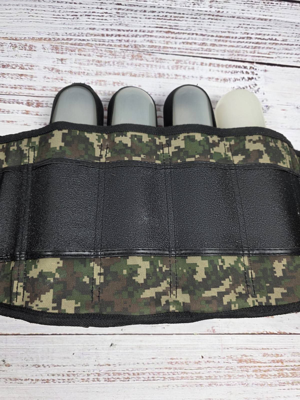 NXe Camoflage Harness Paintball Belt 4 Cannister Pouches With 4 Paintball Cans
