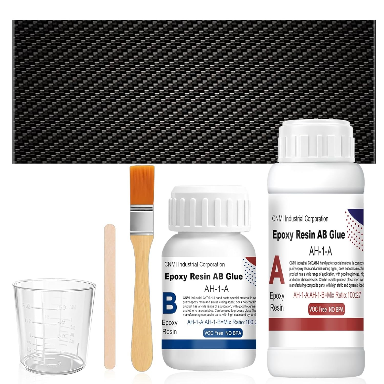 Carbon Fiber Repair Kit, Carbon Fiber Kit, 8" Twill Carbon Fiber Cloth, 100g Epo