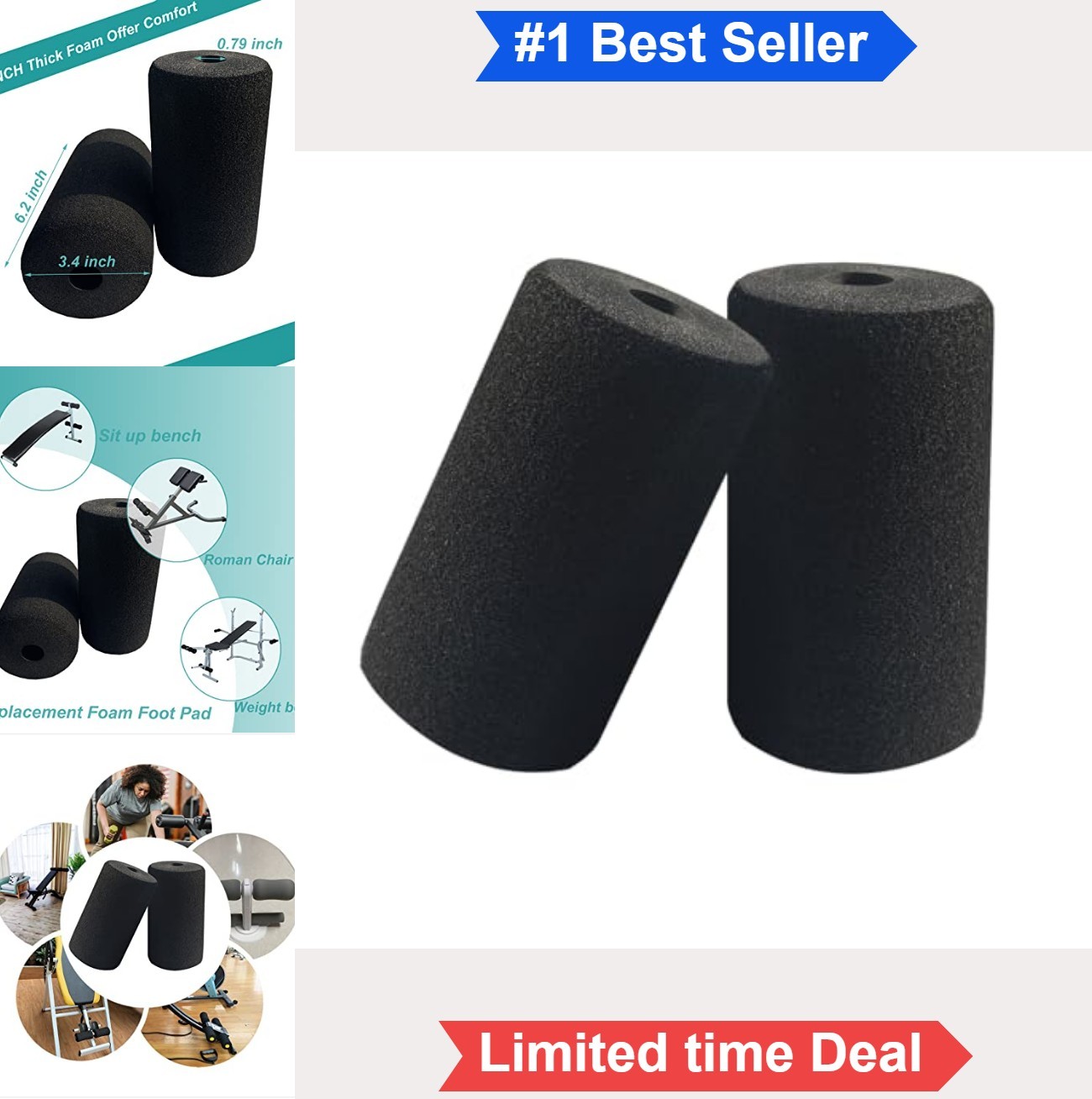 Replacement Foam Roller Pads 2 Pack 6.2 Inch High Density Tube Leg Sleeve for