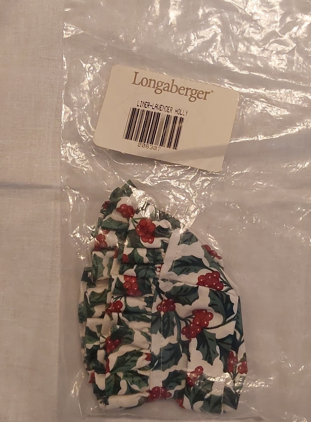 Longaberger Fabric Liner Traditional Holly Lavender  #206307 NIP