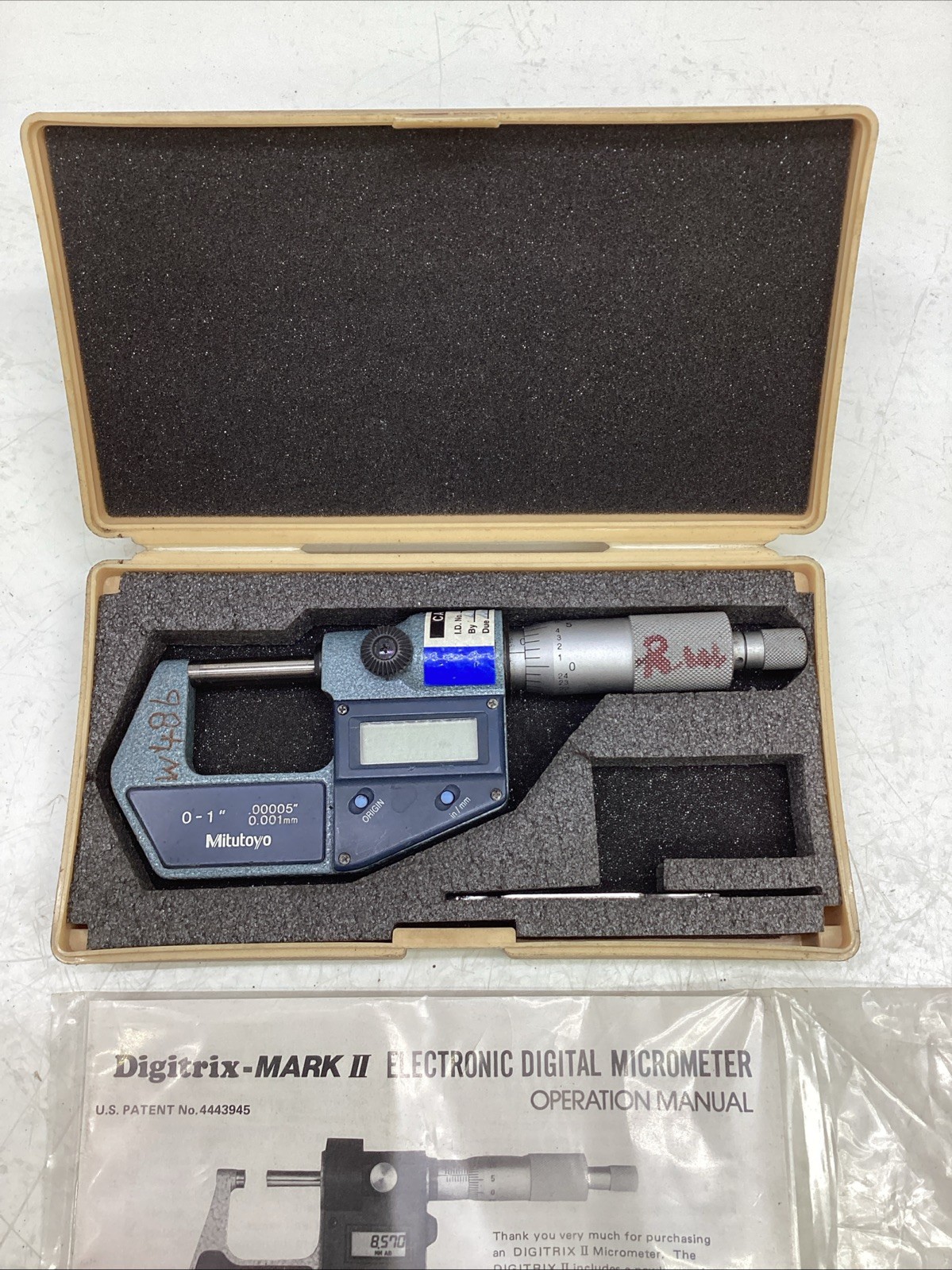 Mitutoyo 293-761-30 Digitrix MARK II Electronic Digital Micrometer 0”-1”