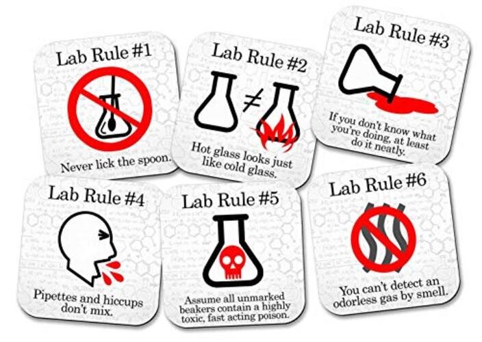 6 Pieces Funny Science Coaster Set - Neoprene - Fun - Lab Rules