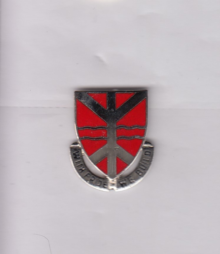 US Army 527th Engineer Battalion DUI crest c/b clutchback badge G-23