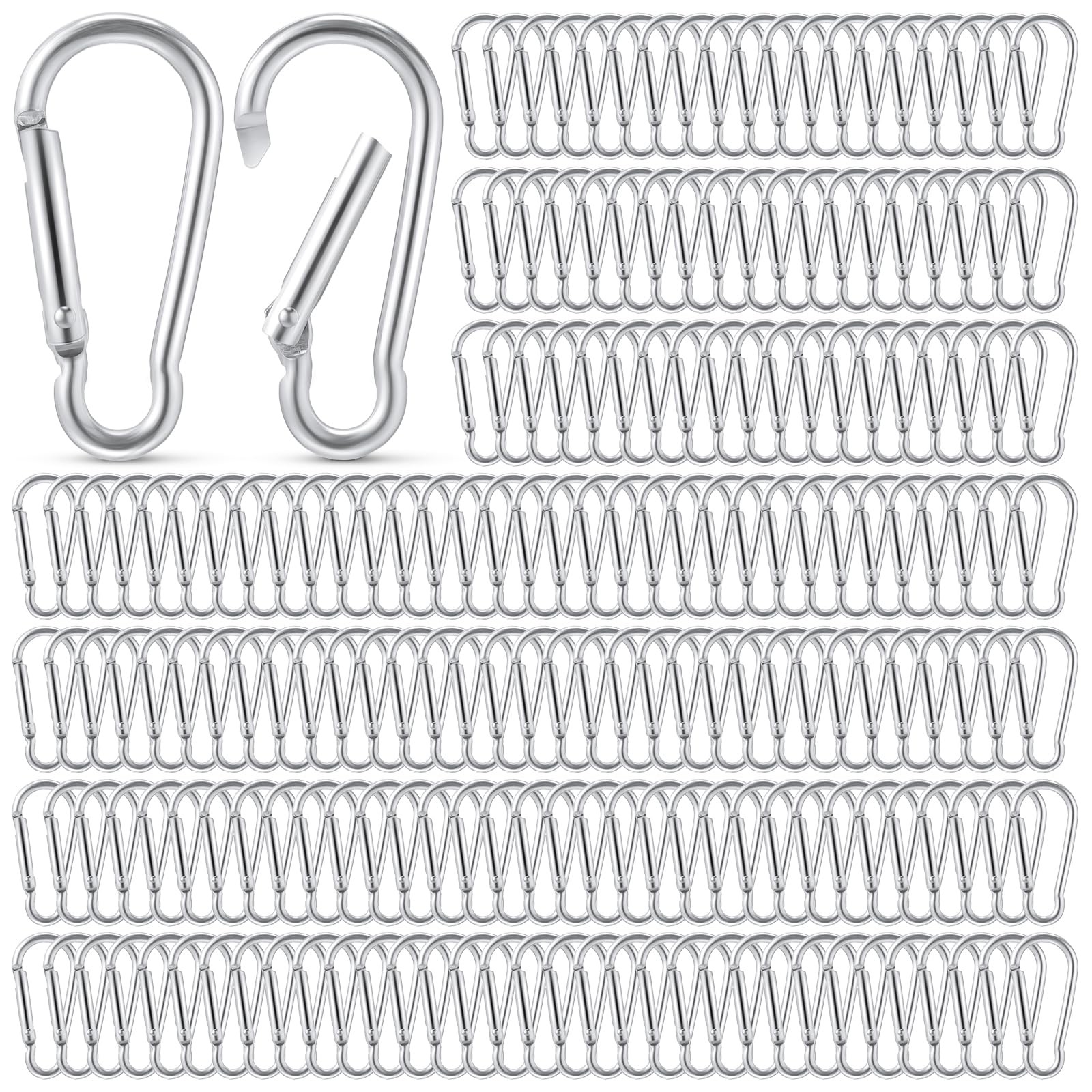 300 Pcs 2" Carabiner Bulk Small Carabiner Clip for Keys Spring Snap Hooks Alu...