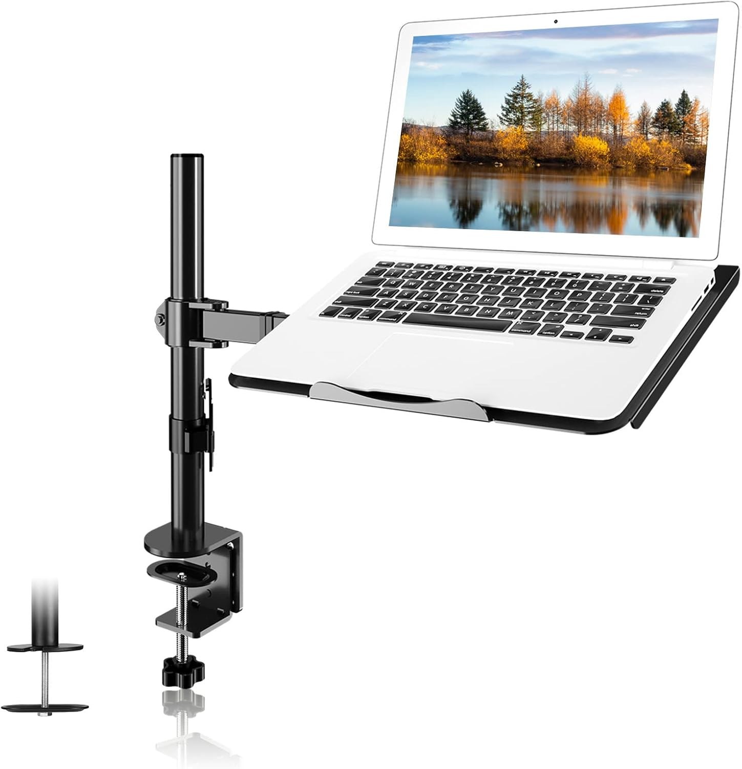 Adjustable Laptop Desk Mount with Tray for 13-27 Inch Screen Fits Up to 15.6 Lbs