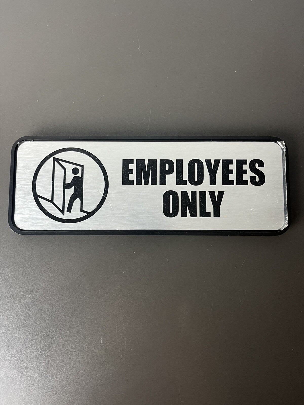 COSCO Brushed Metal Office Sign, Employees Only, 9 x 3, Silver