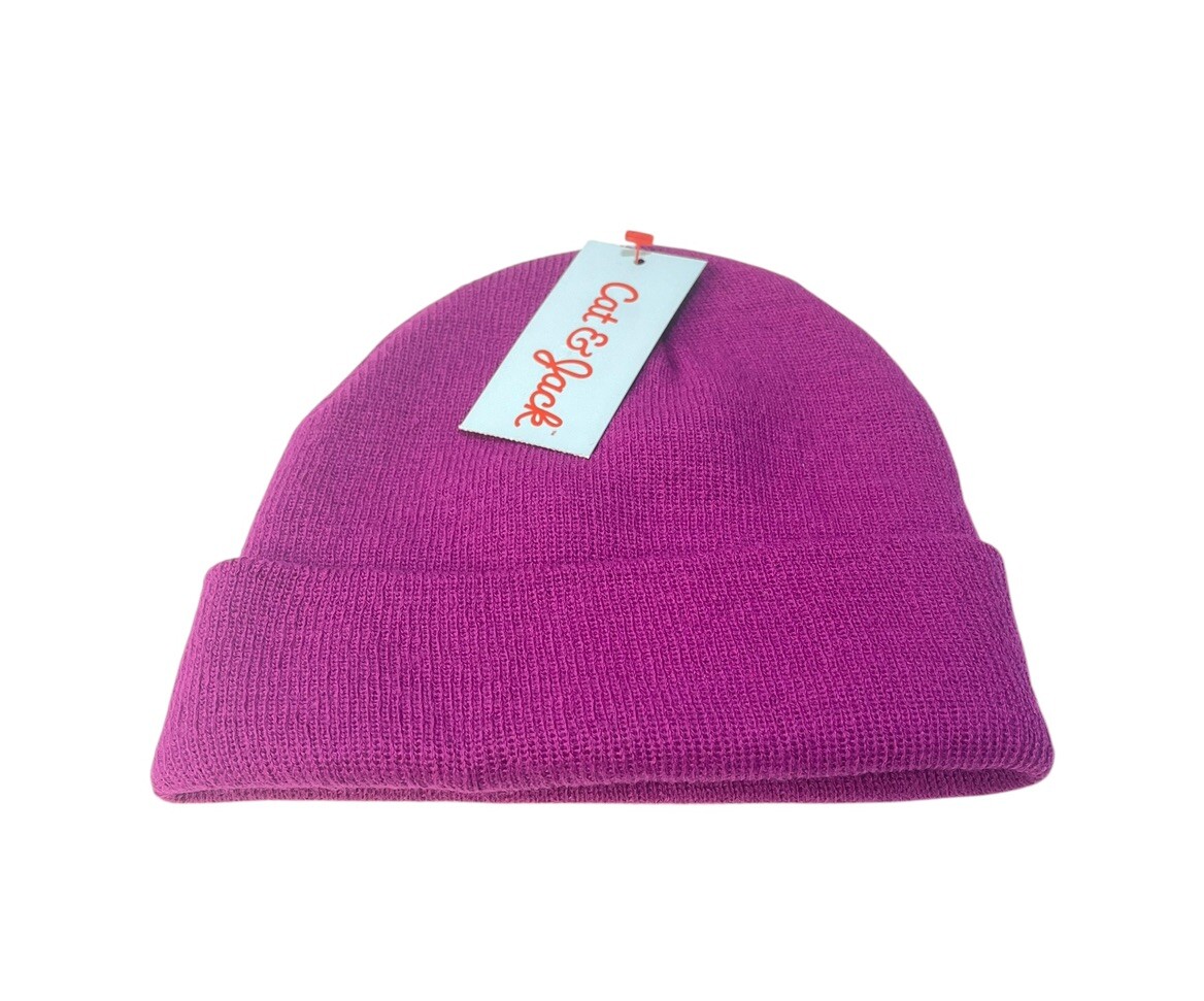 Cat & Jack Kid’s One Size Purple/Pink Solid Knit Cuffed Beanie NEW
