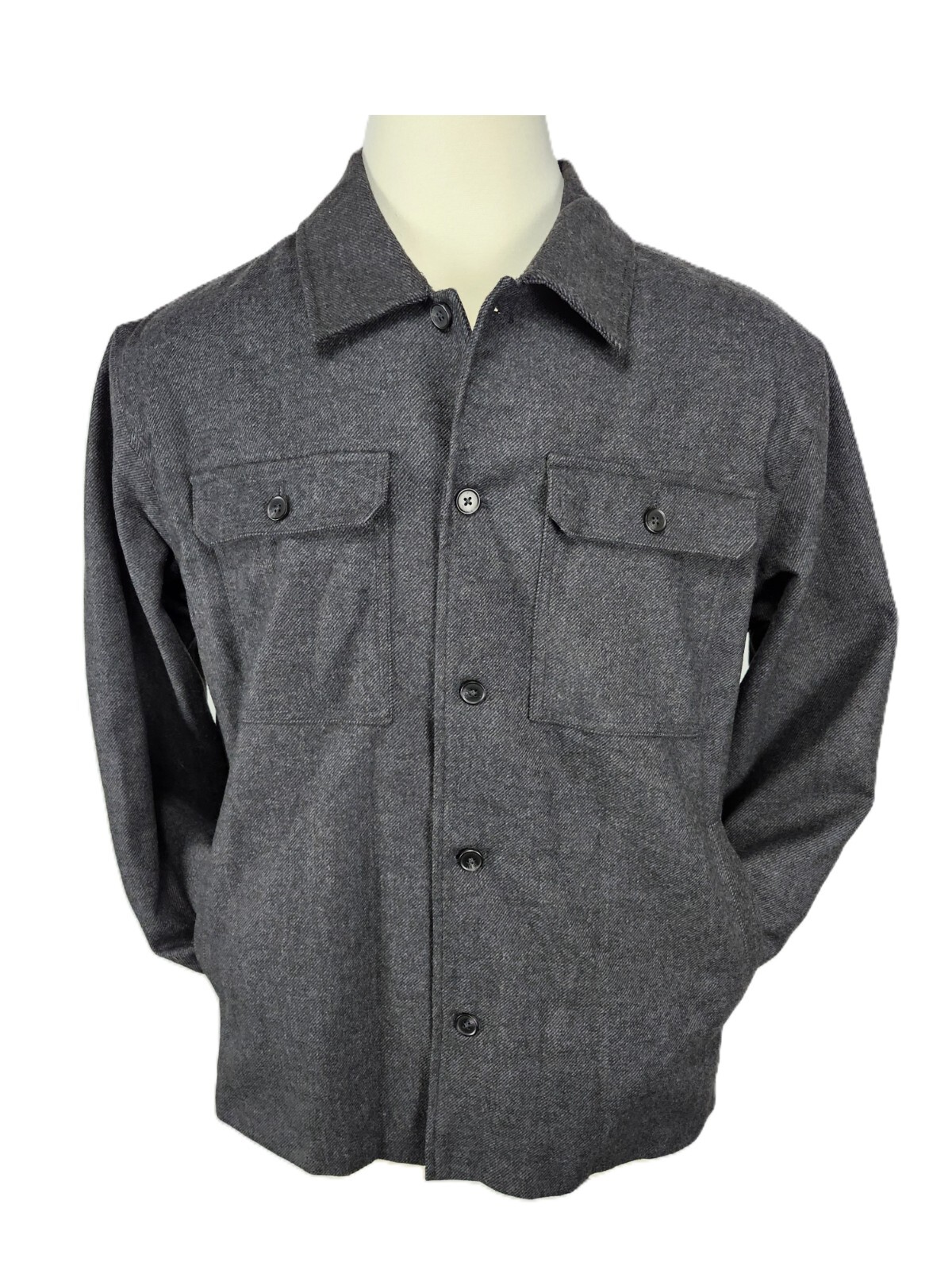 Goodfellow & Co Mens Dark Gray Solid Woven Heavyweight Shirt Jacket, Full Lining