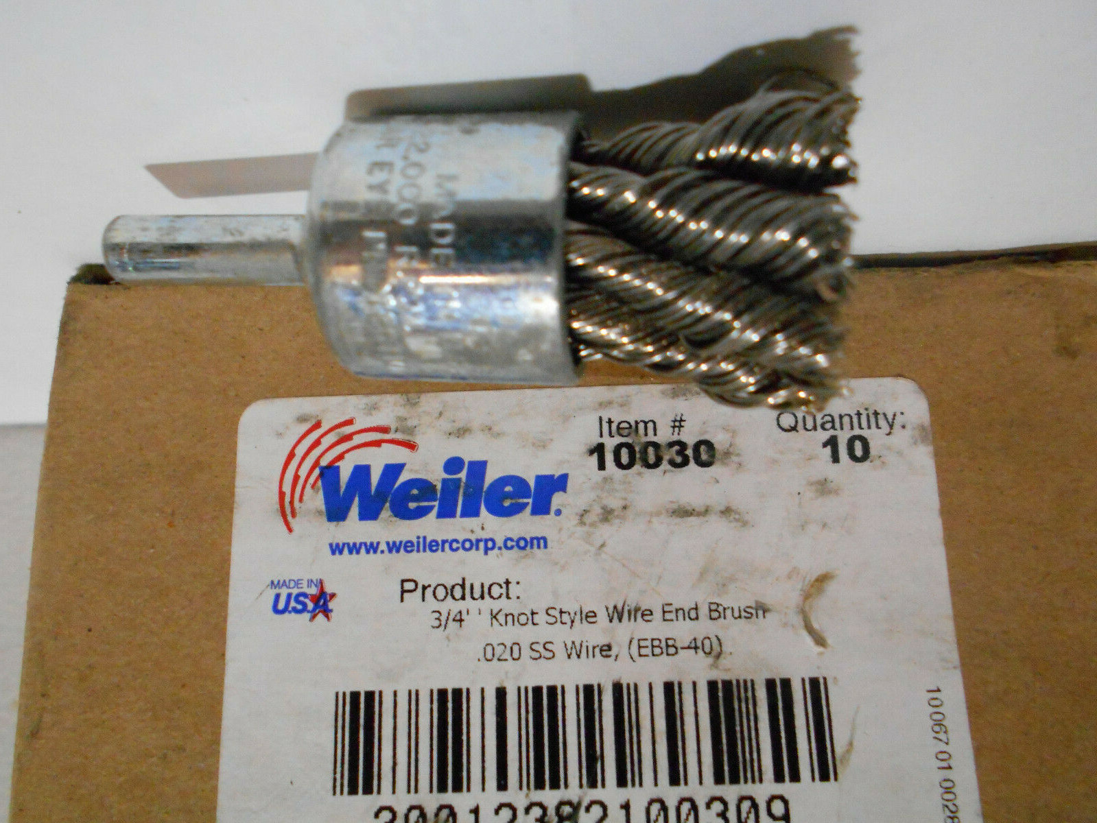 1 New Hollow-End Knot Wire End Brush, Stainless Steel, 22,000 rpm, 3/4 x 0.02