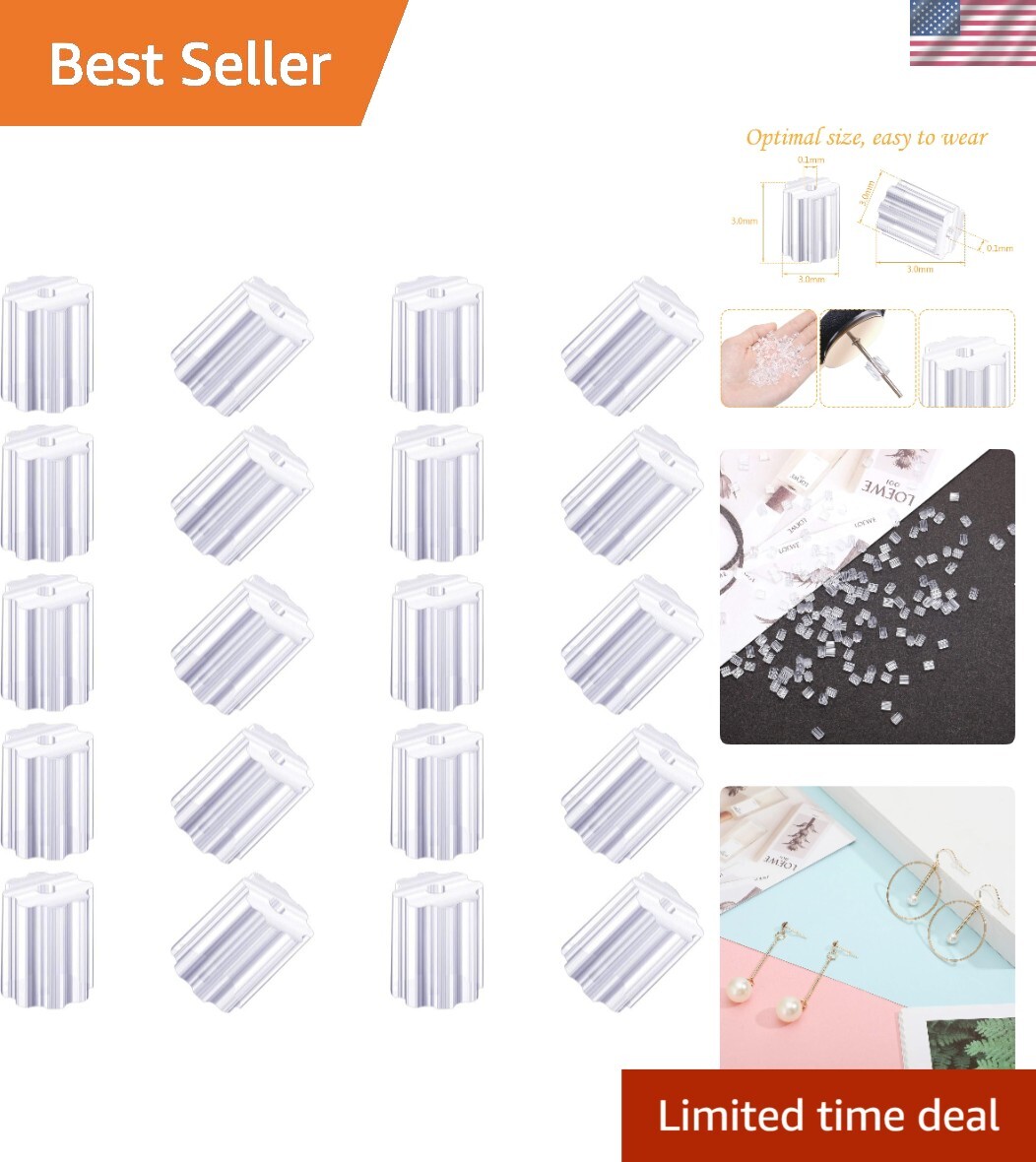 Versatile 500 Piece Earring Backs - Soft, Minimalist Stoppers for All Earrings